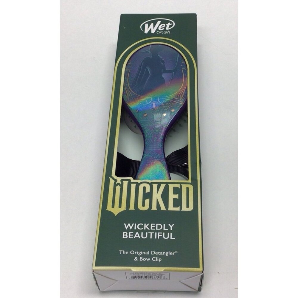 Wicked Wet Brush Wickedly Elphaba Detangler Hair Brush Bow Clip NEW